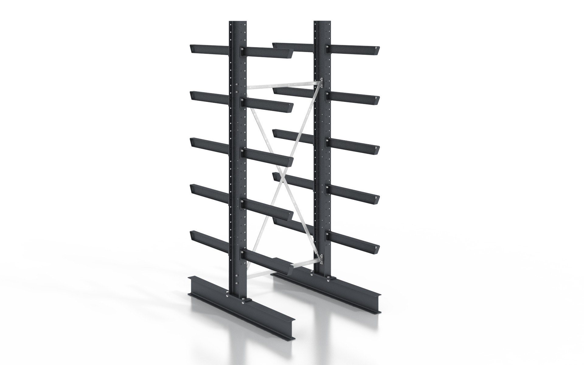 Kragarmregal doppelseitig 1,28 m – 355 cm | 80 cm Nutztiefe | 500 kg pro Arm | BLT